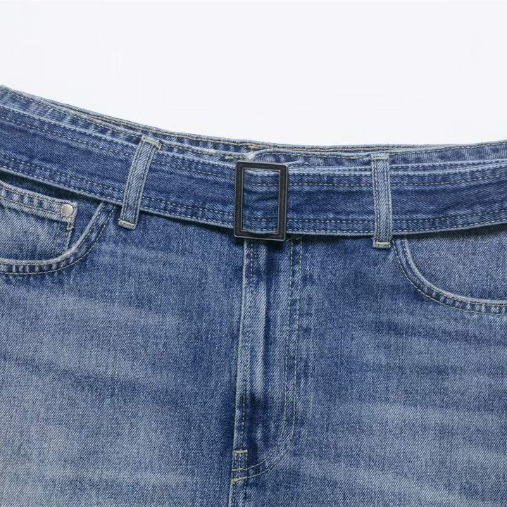 Damen Jeansrock mit verstellbarem Gürtel und klassischen Taschen Echo Archiv