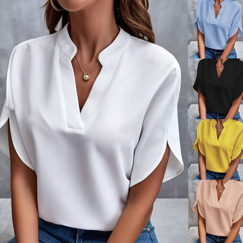 Damen luftige Bluse mit Stehkragen und überschnittenen Schultern Echo Archiv