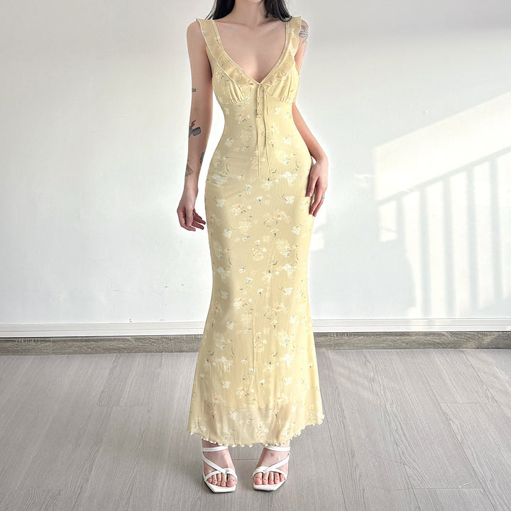 Damen Maxikleid mit floralem Design und verstellbarem Träger Echo Archiv