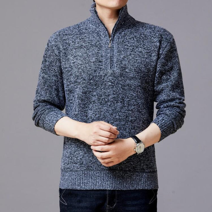 Herren Strickpullover mit modernem Stehkragen und strukturierter Oberfläche Echoarchiv