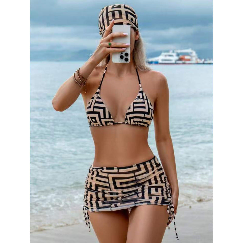 Damen Triangel-Bikini mit modischem geometrischem Design und verstellbaren Trägern Echo Archiv