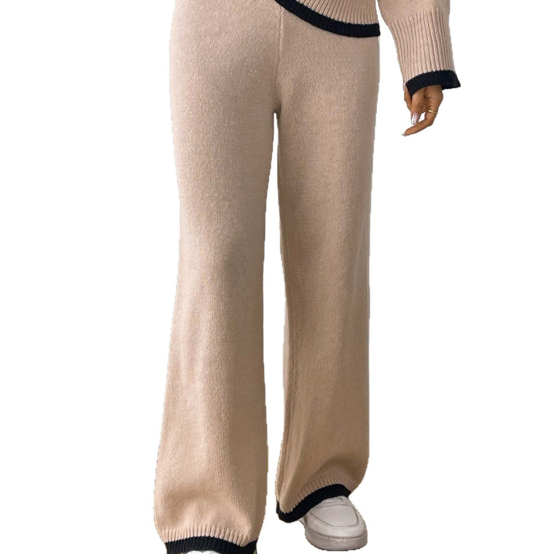 Damen lässige Strickhose mit kontrastierendem Bündchen Echo Archiv
