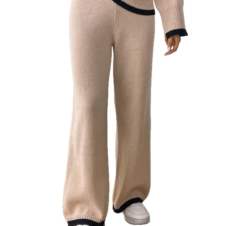 Damen lässige Strickhose mit kontrastierendem Bündchen Echo Archiv