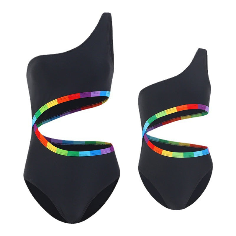 Damen Einseitiger Triangel-Bikini mit buntem Akzentband Echo Archiv