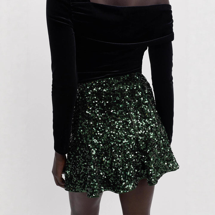 Damen Pailletten-Minirock mit taillierter Silhouette & leichtem A-Linien‑Schnitt Echoarchiv
