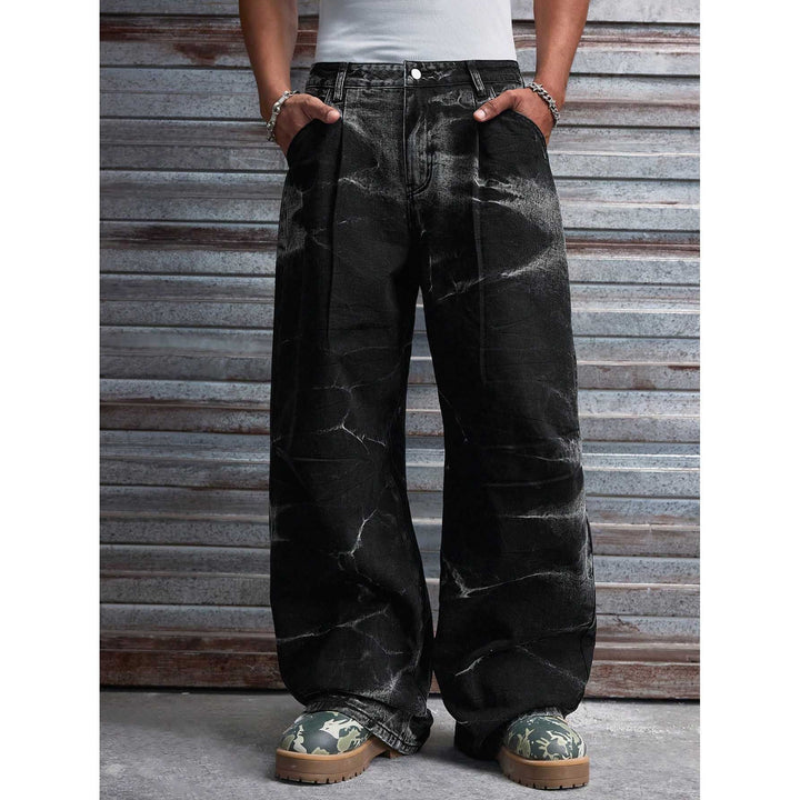 Herren Weit geschnittene Denim-Hosen mit besonderem Waschungseffekt Echoarchiv