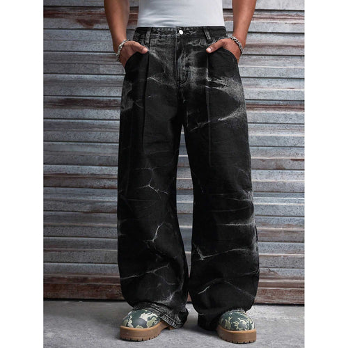 Herren Weit geschnittene Denim-Hosen mit besonderem Waschungseffekt Echoarchiv