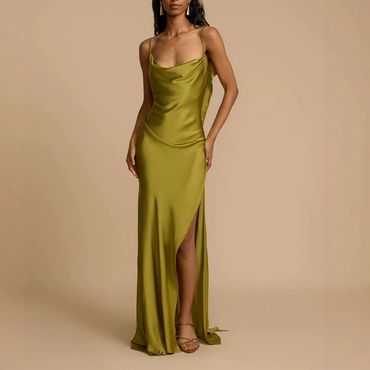 Damen Elegantes Maxikleid mit tiefem Ausschnitt und seitlichem Schlitz Echo Archiv