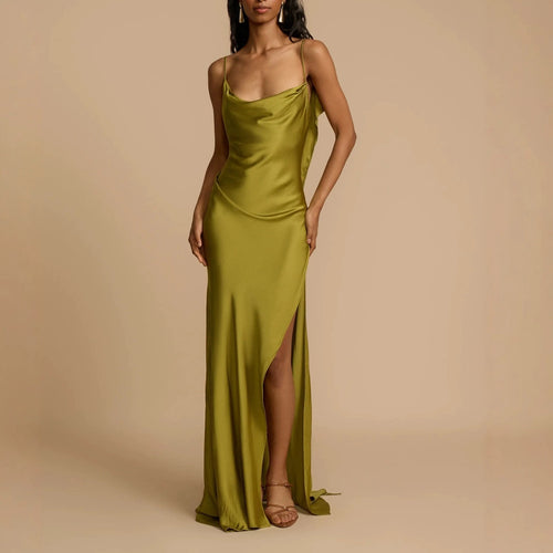 Damen Elegantes Maxikleid mit tiefem Ausschnitt und seitlichem Schlitz Echo Archiv