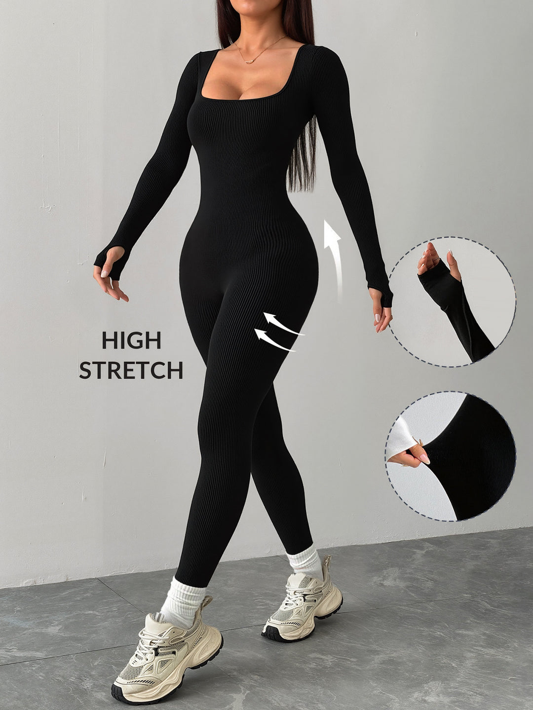 Damen Hochdehnbarer Jumpsuit Echo Archiv