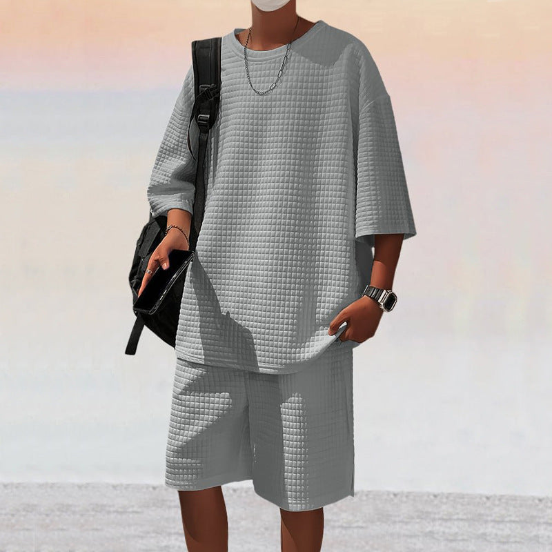 Herren lässiges Kurzarm-Oberteil und Bermuda-Shorts Set Echoarchiv