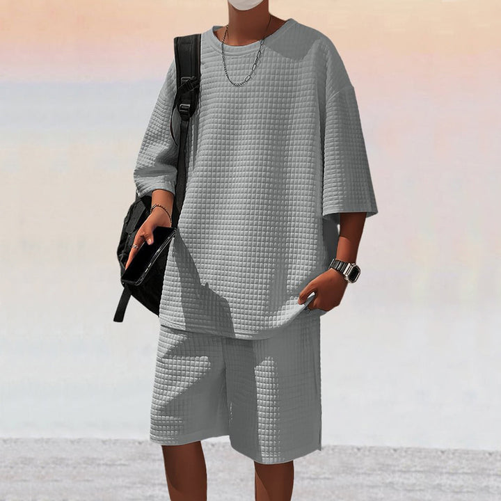 Herren lässiges Kurzarm-Oberteil und Bermuda-Shorts Set Echoarchiv