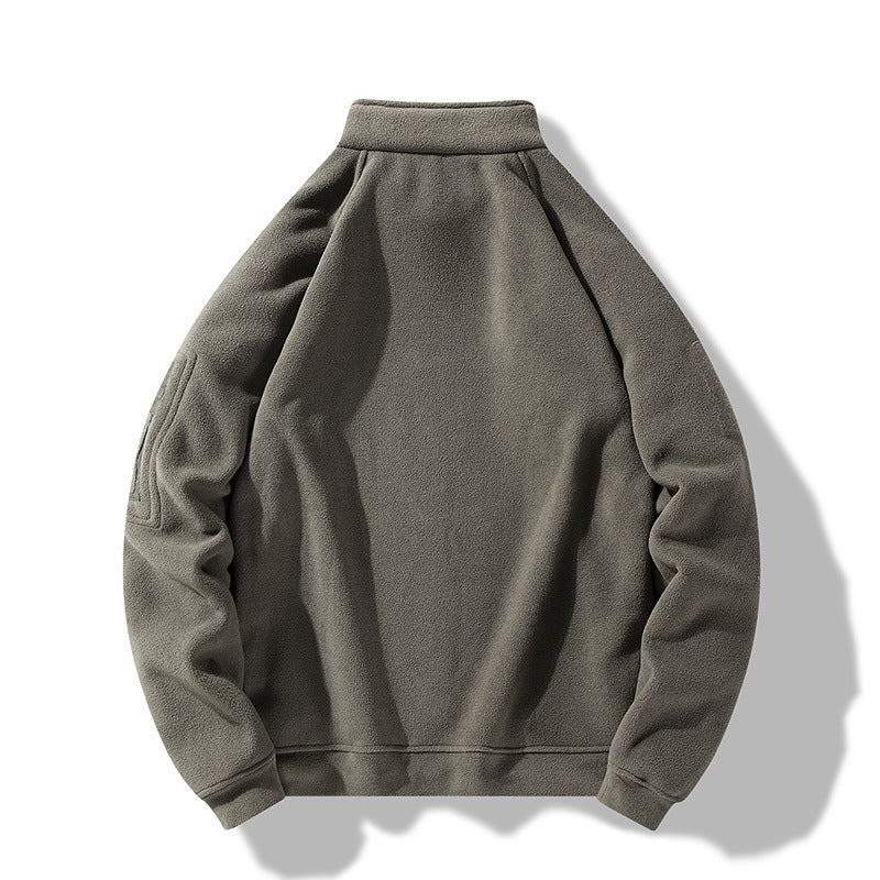Herren Fleece-Pullover mit Stehkragen und praktischen Reißverschluss-Taschen Echoarchiv