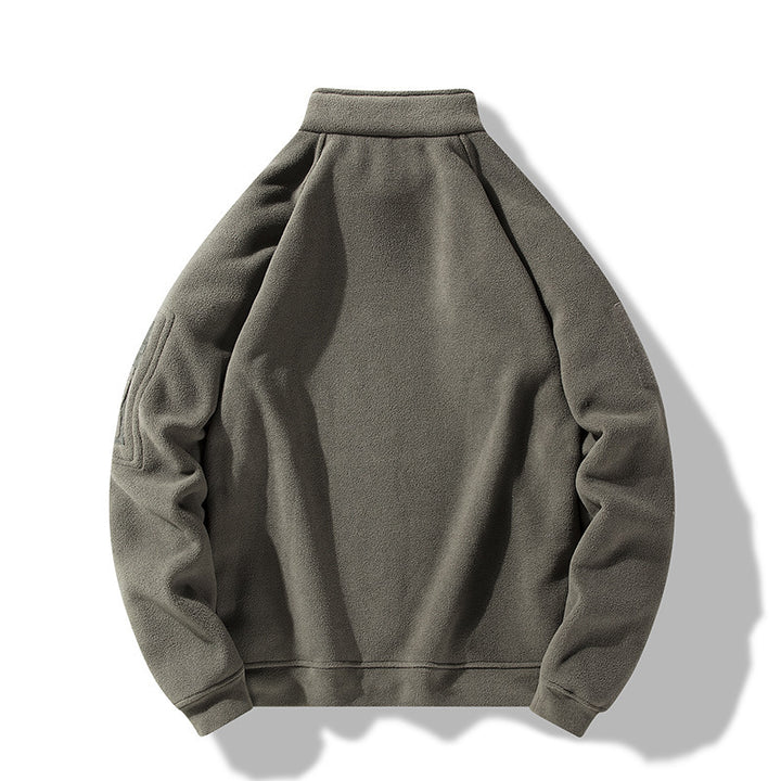 Herren Fleece-Pullover mit Stehkragen und praktischen Reißverschluss-Taschen Echoarchiv