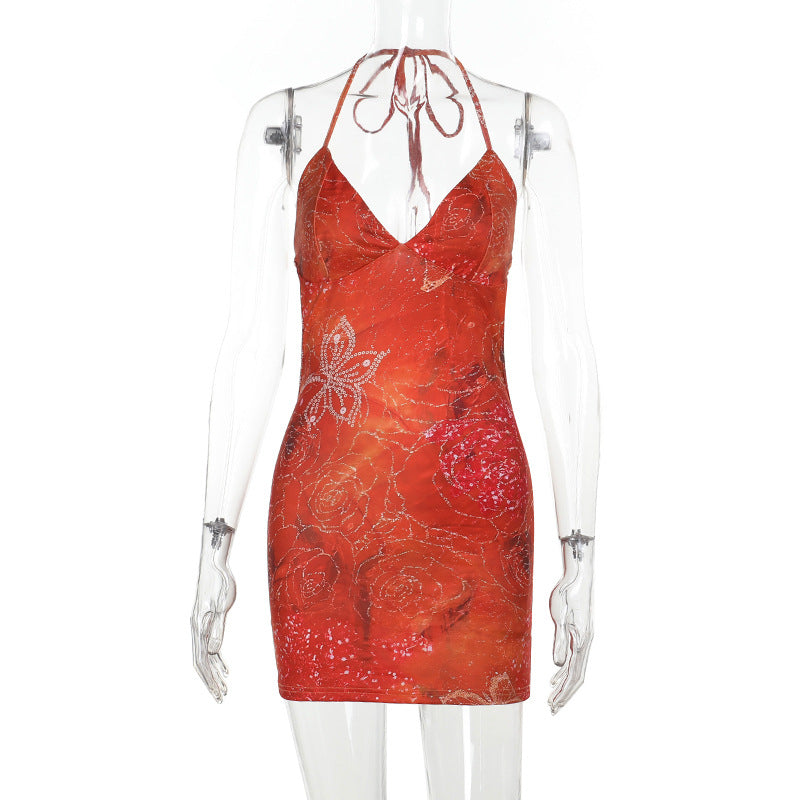 Damen verführerisches Minikleid mit zarten Blumenapplikationen Echo Archiv