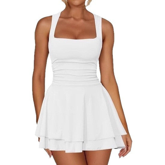 Damen sportliches Kleid mit Raffungen und weit schwingendem Rock Echo Archiv