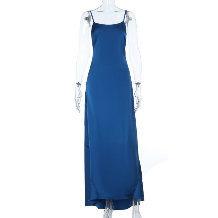 Damen elegantes Satin-Maxikleid mit feinen Spaghettiträgern Echo Archiv