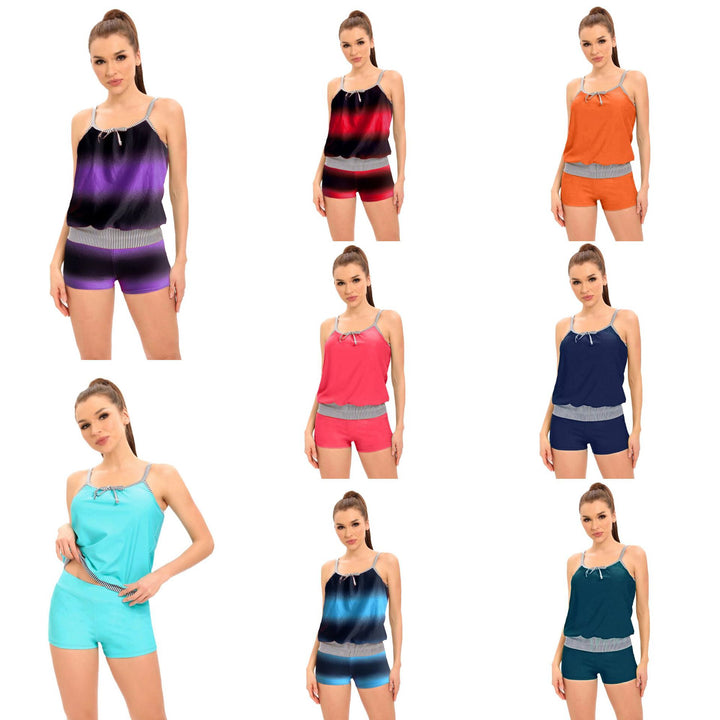 Damen Tankini-Set mit lässigem Oberteil und sportlichen Shorts Echo Archiv