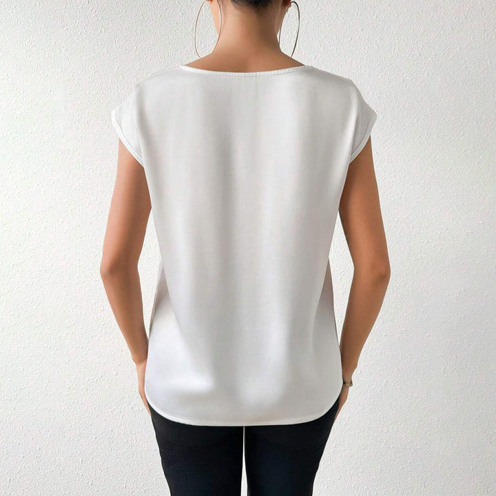 Damen Satinbluse mit modernem V-Ausschnitt und eleganten kurzen Ärmeln Echo Archiv