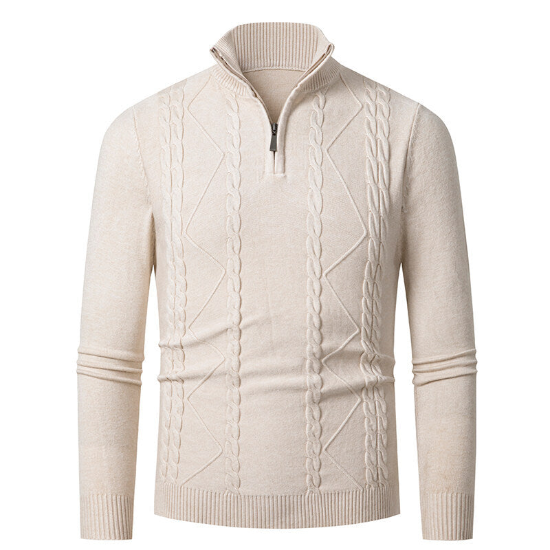 Herren Strickpullover mit Stehkragen und Zopfmuster Echoarchiv