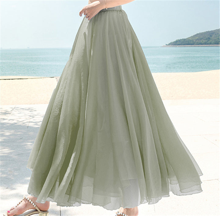 Damen nan fließender Maxirock aus Chiffon mit elastischem Bund und mehrlagigem Volant Echo Archiv