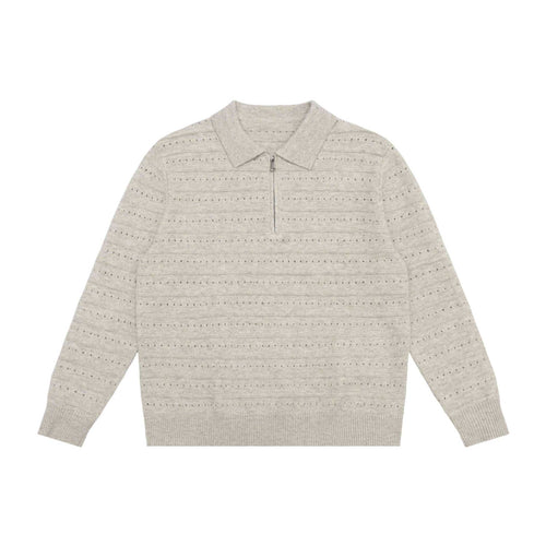 Herren Strick-Poloshirt mit Halbzipper und Strukturstrick Echoarchiv
