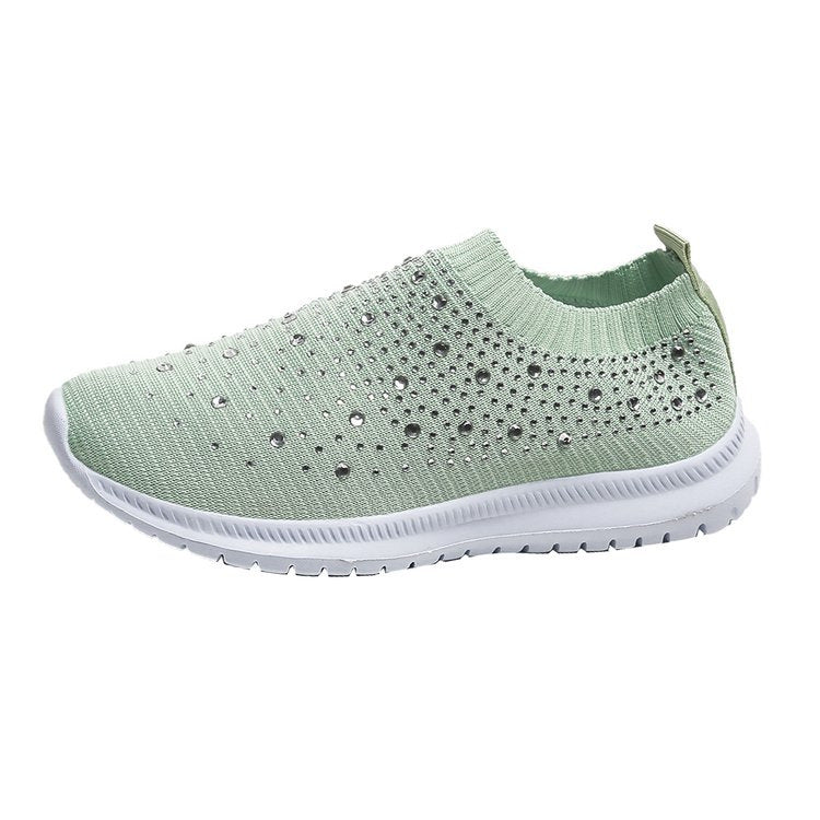 Damen Strick-Slip-On-Sneaker mit elastischem Schaft und Ziersteinen Echo Archiv