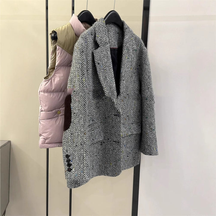 Damen Klassischer Herringbone Blazer Echoarchiv