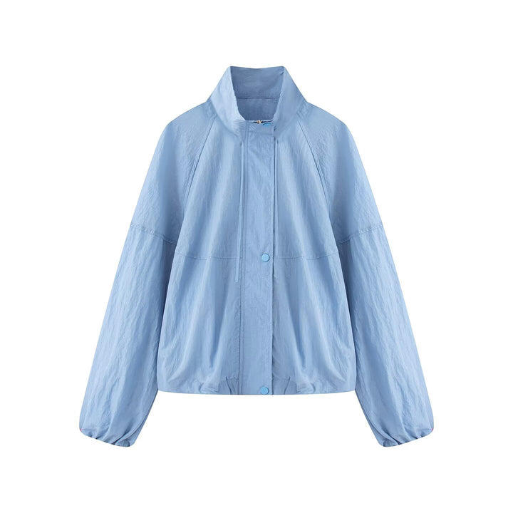 Damen Leichte Oversize-Blousonjacke aus Nylon mit Stehkragen, Kordelzug und Druckknopfverschluss Echo Archiv