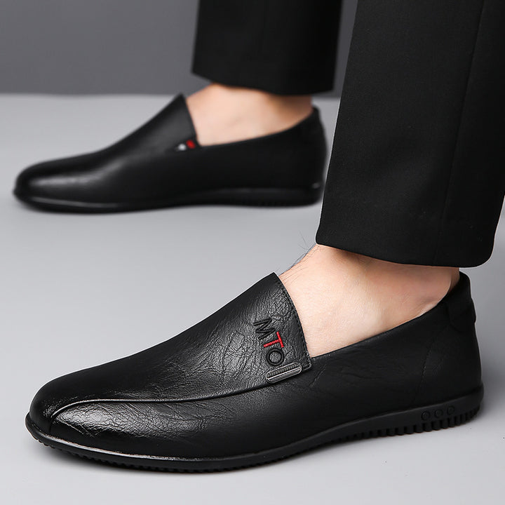 Herren Eleganter Lederoptik-Slipper mit flexibler Noppen-Gummisohle Echoarhiv