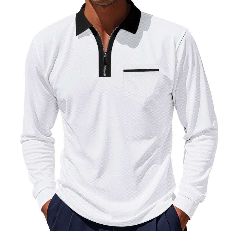 Herren sportliches Langarm-Henley-Shirt mit Reißverschluss und modernem Design Echoarchiv