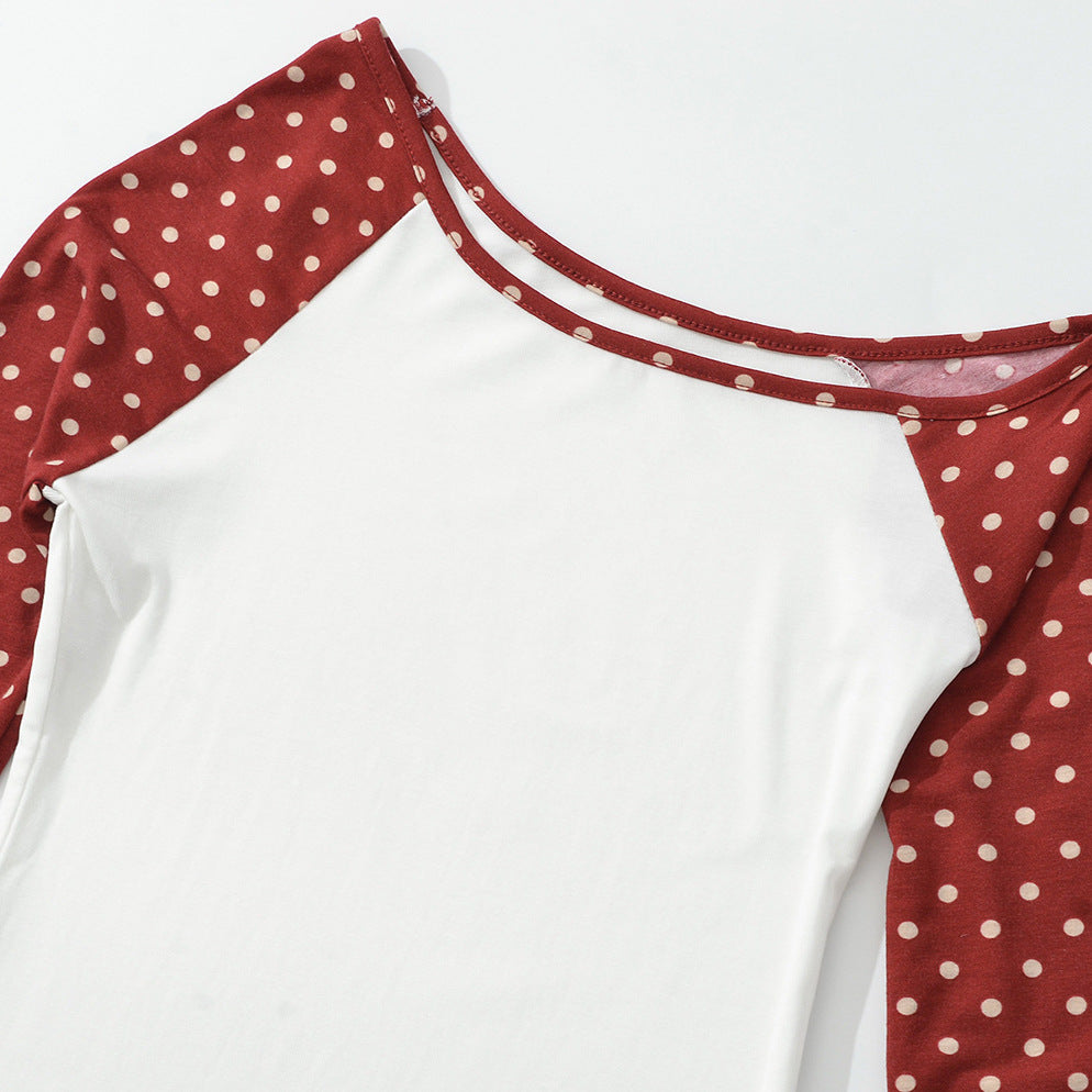 Damen Asymmetrisches Longsleeve mit Polka-Dot Raglanärmeln Echoarchiv