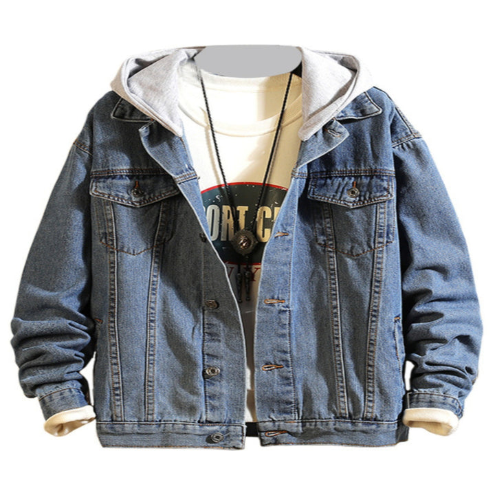 Herren Modische Denimjacke mit Kapuze Echoarchiv