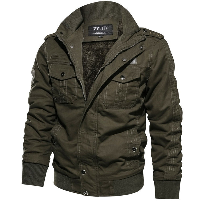 Herren nan militärisch inspiriertes Bomber-Fieldjacke mit Epauletten, verdecktem Reißverschluss und Klappbrusttaschen Echo Archiv