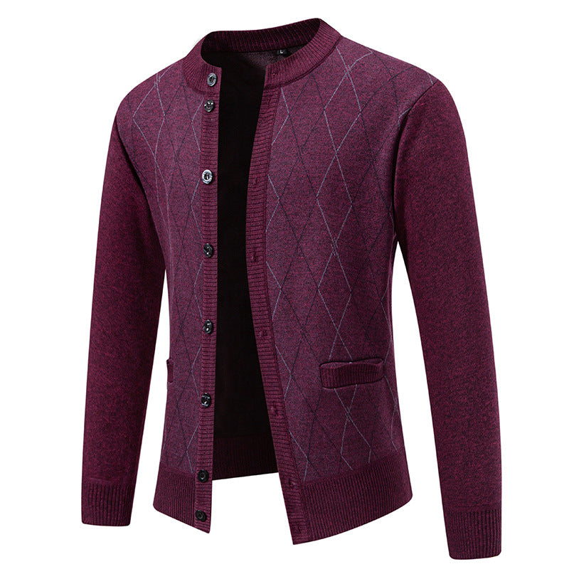 Herren Strickjacke mit modernem Rautenmuster Echoarchiv