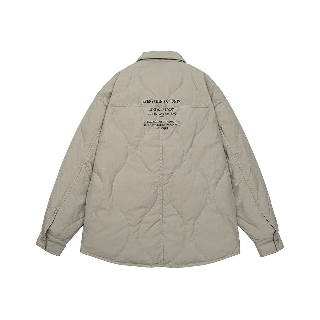 Herren Gesteppte Oversize-Hemdjacke mit Steppung, Druckknöpfen und Brusttaschen Echoarchiv