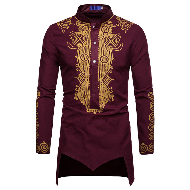 Herren elegantes Langarmhemd mit innovativem Ethno-Design Echoarchiv