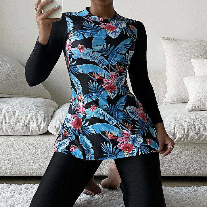 Damen Modischer UV-Schutz-Schwimmanzug mit floralem Muster Echo Archiv