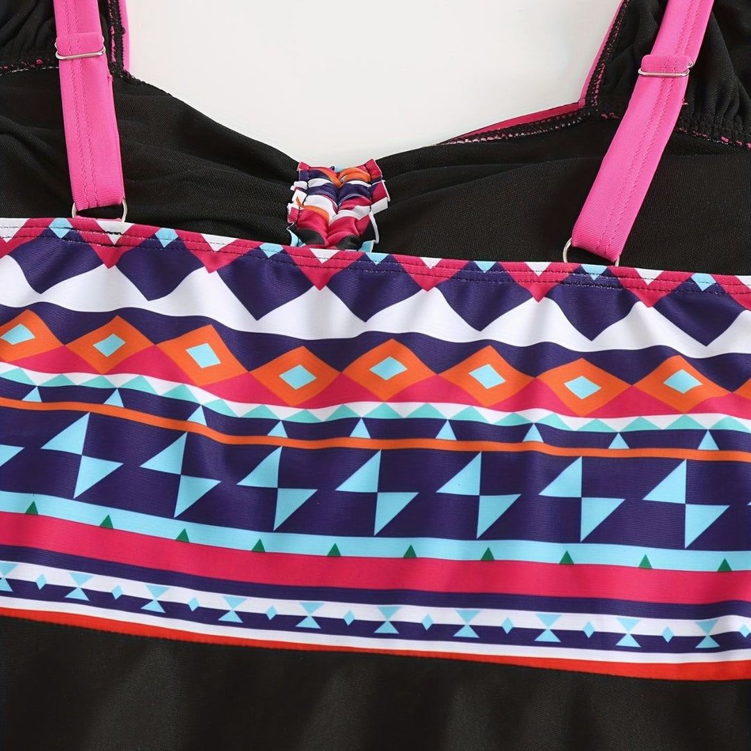 Damen Sportliches Badeanzug-Set mit modischem Oberteil und Shorts Echo Archiv