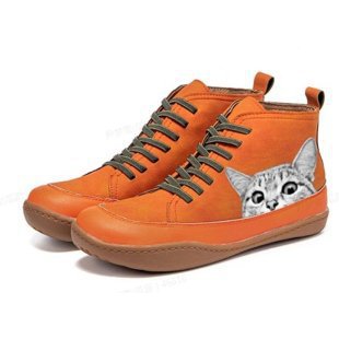 Damen nan knöchelhohe Sneaker mit niedlichem Katzenmotiv Stickerei und ergonomischem Komfortfußbett Echo Archiv