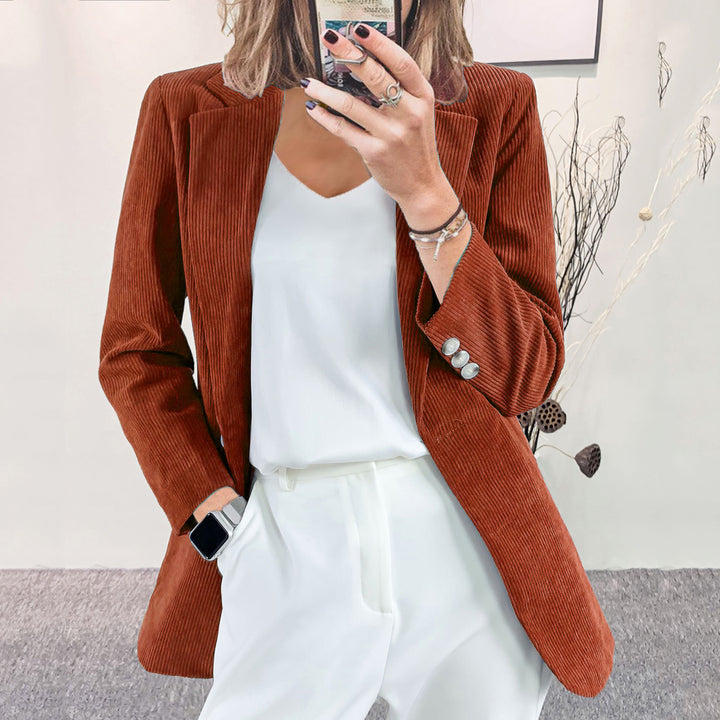 Damen Cordblazer im Oversized-Schnitt mit Revers und Schmuckknöpfen Echoarchiv