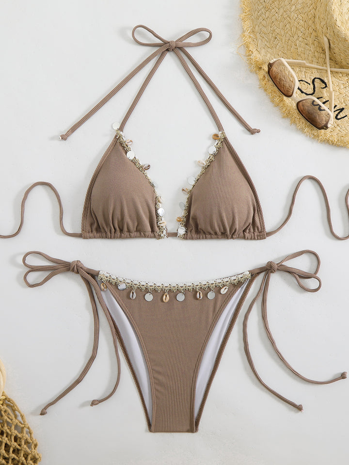 Damen Bunt geschmückter Triangel-Bikini Echo Archiv