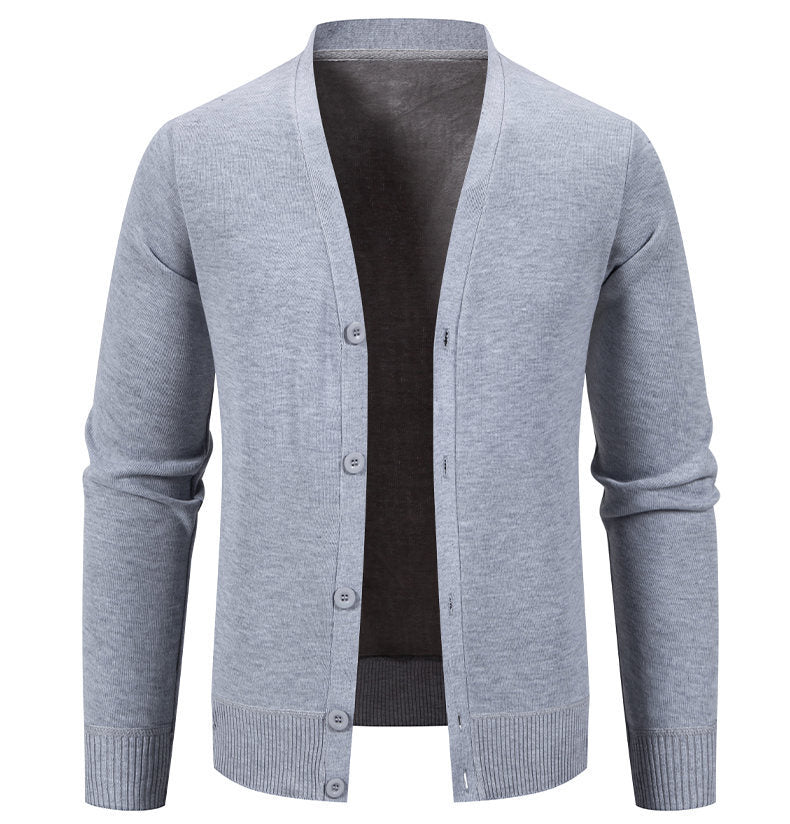 Herren kuschelige Strickjacke mit V-Ausschnitt und Knopfleiste Echoarchiv