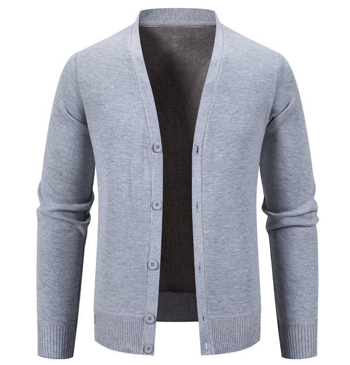 Herren kuschelige Strickjacke mit V-Ausschnitt und Knopfleiste Echoarchiv