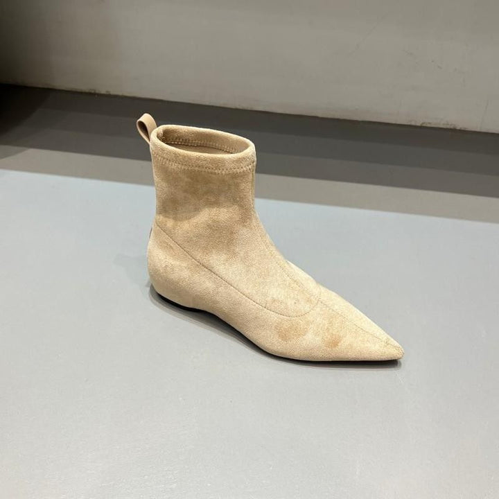 Damen spitz zulaufende Sock‑Stiefeletten aus Velourslederoptik mit engem Schaft Echo Archiv