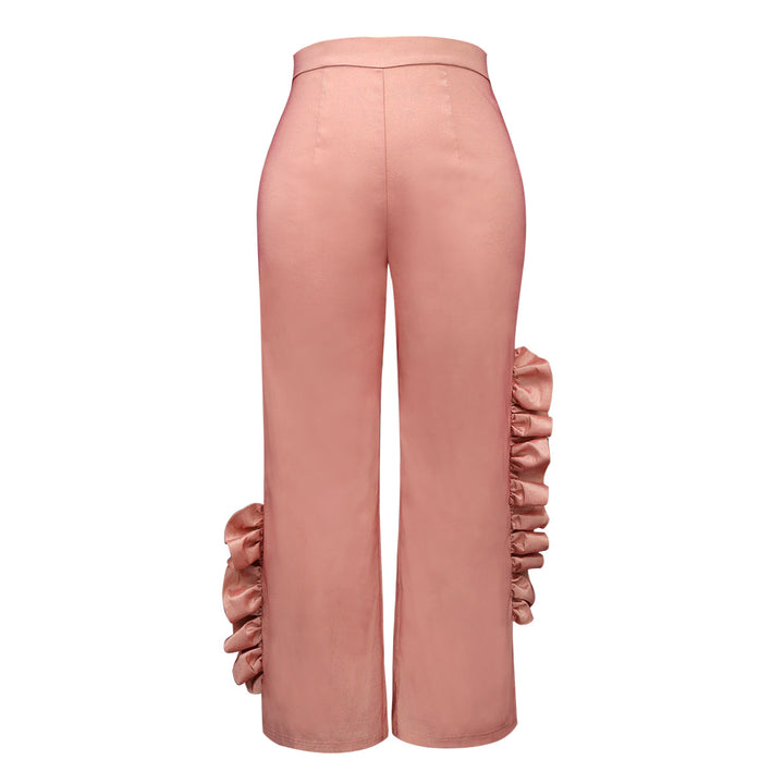 Damen elegante Schnitt Hose mit Rüschendetails Echo Archiv