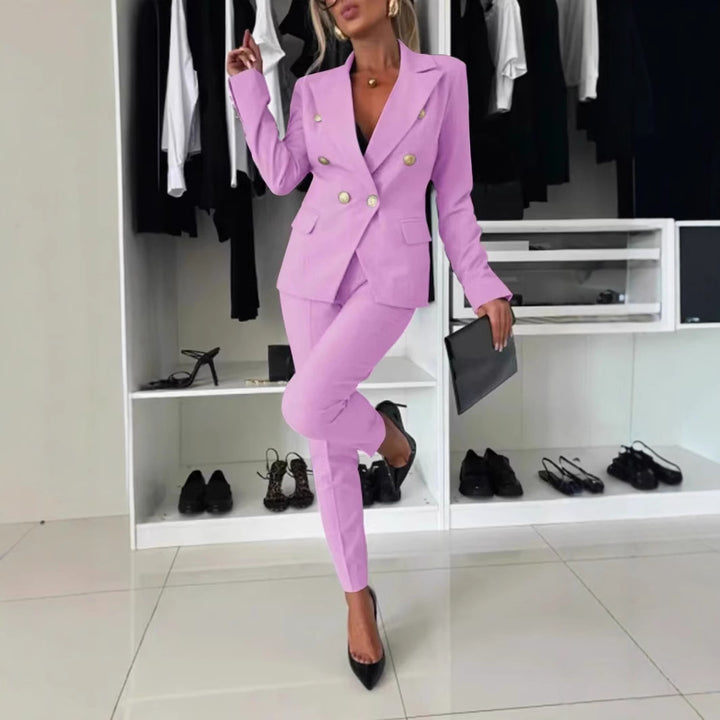 Damen nan taillierter Doppelreiher-Blazer mit schmaler Anzughose Echo Archiv