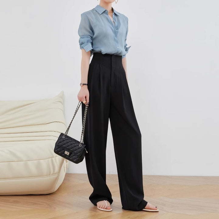 Damen Elegante und lässige High-Waist Stoffhose Echoarchiv