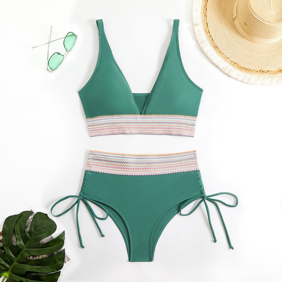 Damen Hochgeschnittener Bikini mit verstellbaren Bindebändern Echo Archiv