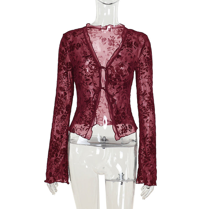 Damen Transparente Spitzenjacke mit floralen Mustern Echo Archiv